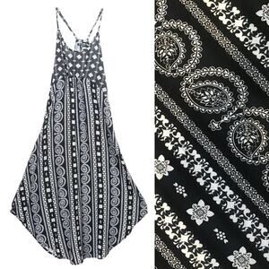 HYPE Spaghetti Strap BOHO Sundress Black White MED